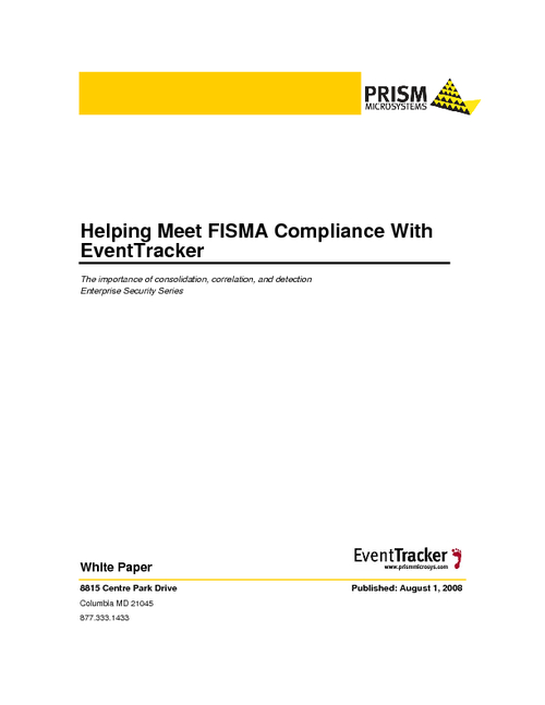 Helping Meet FISMA Compliance With EventTracker
