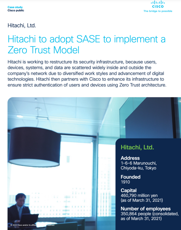 Hitachi to Adopt SASE to Implement a Zero Trust Model