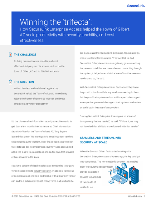 How SecureLink Helped Gilbert, AZ Scale Productivity with Security, Usability, and Cost-effectiveness