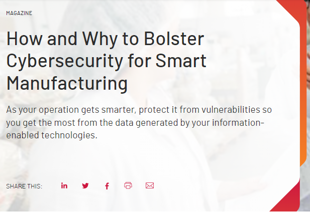 How and Why to Bolster Cybersecurity for Smart Manufacturing