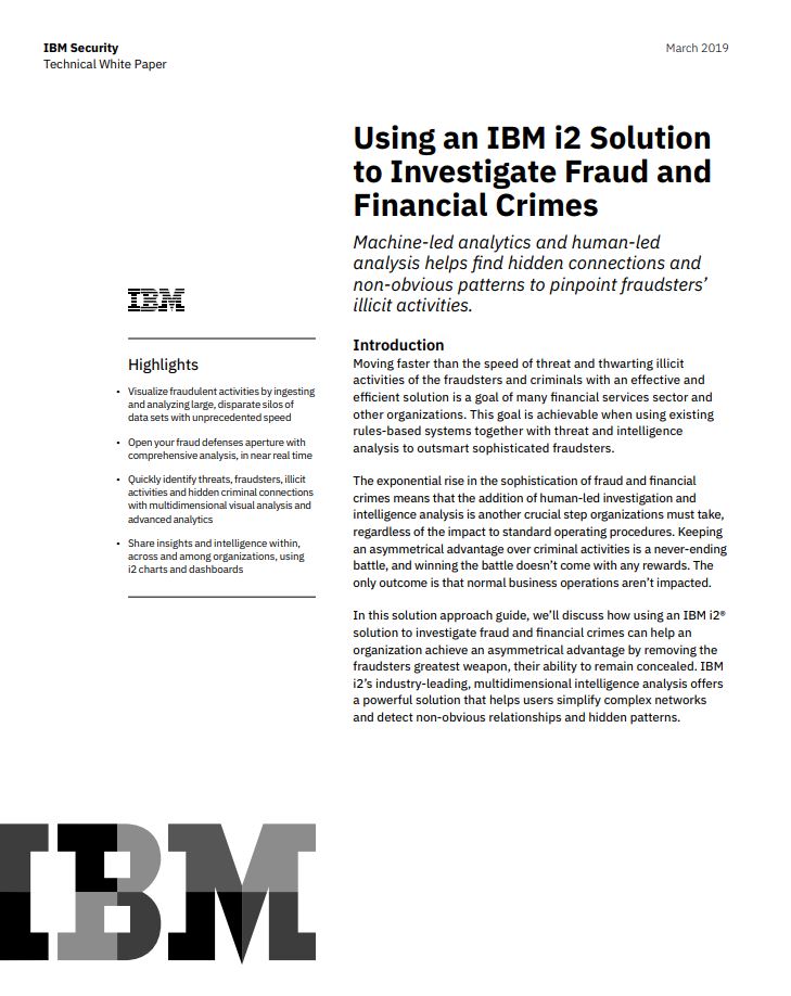 Using an IBM i2 Solution to Investigate Fraud and Financial Crimes
