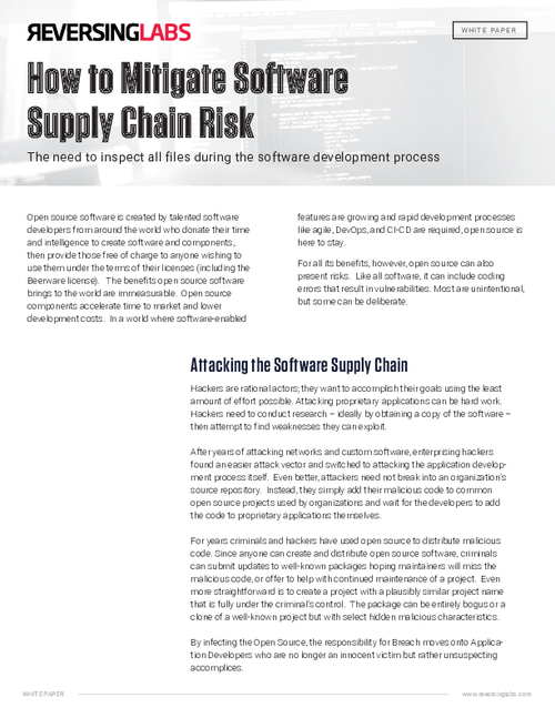 How to Mitigate Software Supply Chain Risk