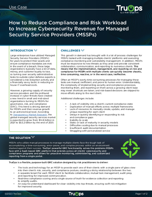 How to Reduce Compliance and Risk Workload to Increase Cybersecurity Revenue for Managed Security Service Providers (MSSPs)