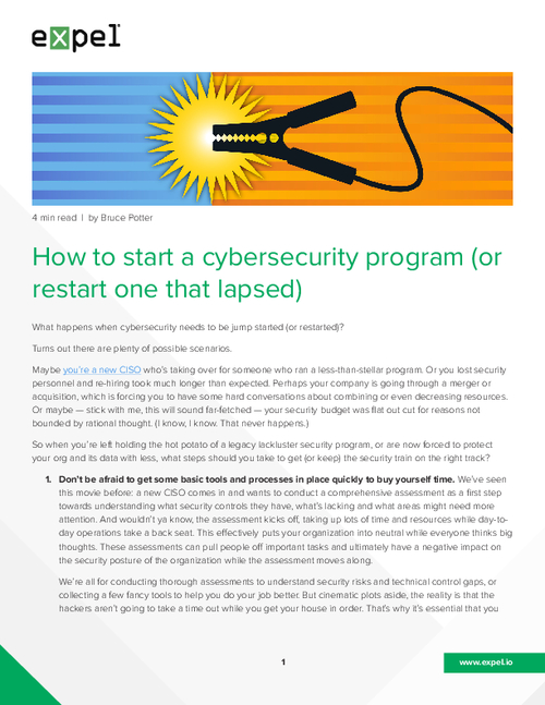 How to Start a Cybersecurity Program (or Restart One that Lapsed)