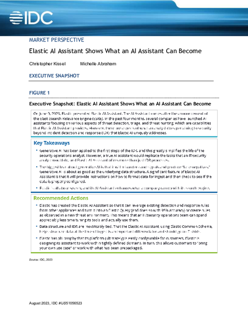 IDC Market Perspective: Elastic AI Assistant Shows What an AI Assistant Can Become