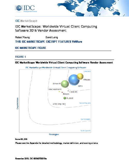 IDC MarketScape Report 2016 - VMware, a Leader for Virtual Client Computing