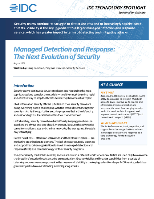 IDC Technology Spotlight: MDR – The Next Evolution of Security