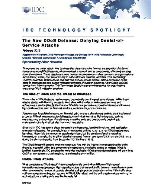 IDC Technology Spotlight: Denying Denial-of-Service Attacks