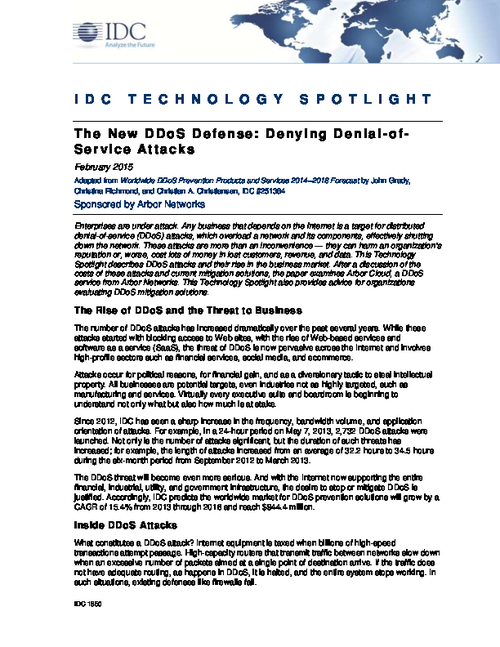 Idc Technology Spotlight Denying Denial Of Service Attacks