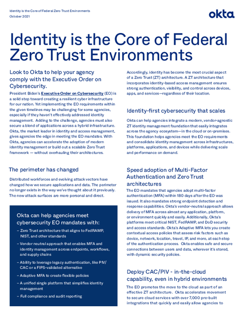 Identity is the Core of Federal Zero Trust Environments