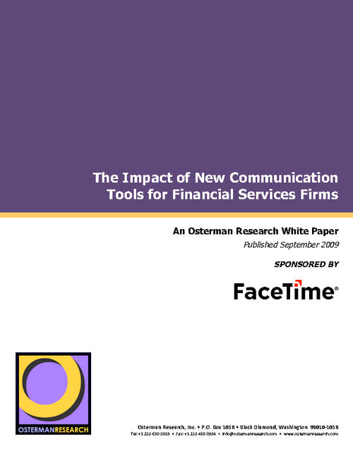 The Impact of New Communication Tools for Financial Services Firms