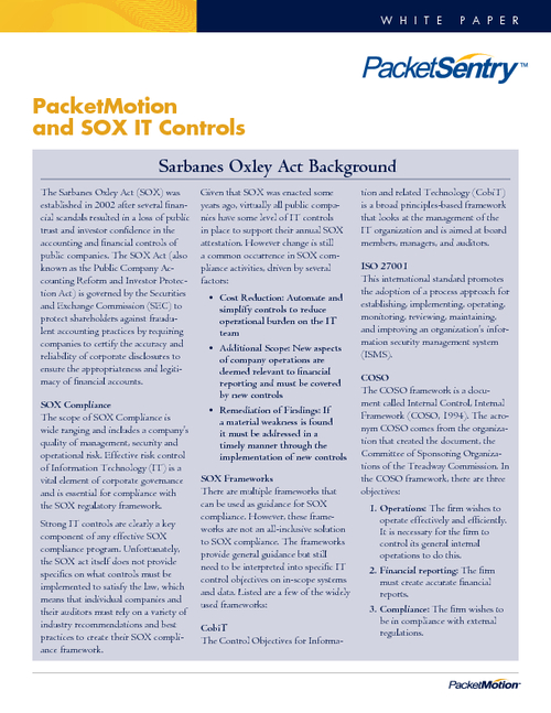 Implementing SOX Controls in a Quick and Efficient Manner