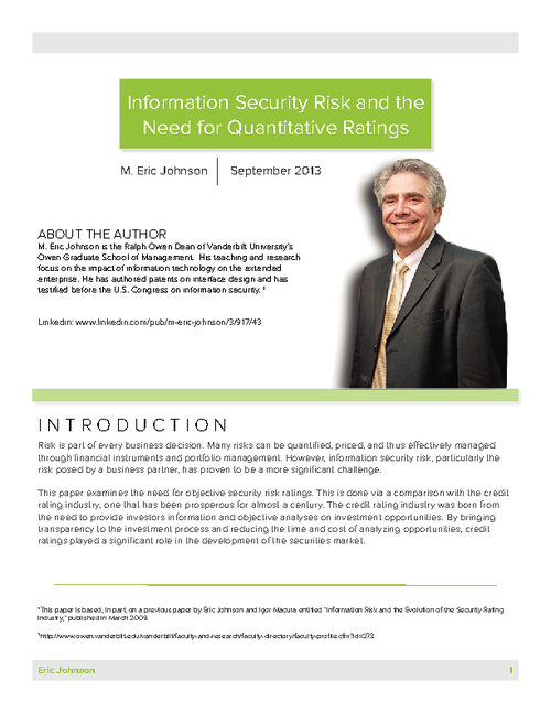 Information Security Risk and the Need for Quantitative Ratings