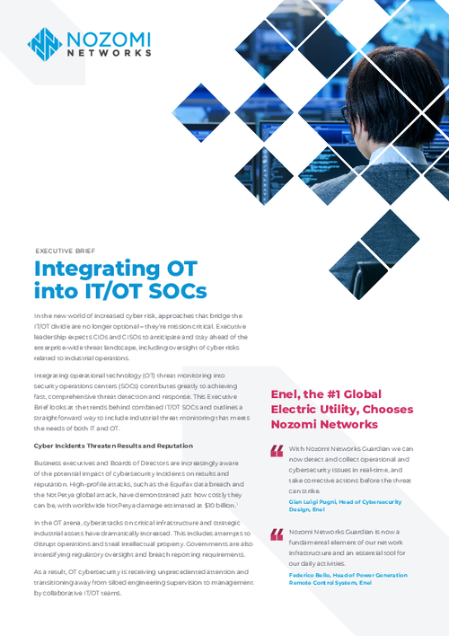 Integrating OT into IT/OT SOCs