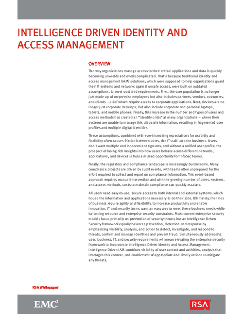 Intelligence Driven Identity and Access Management