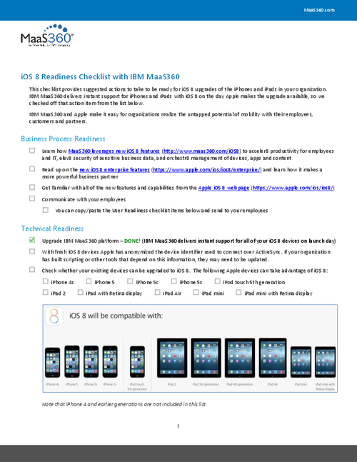 iOS 8 Readiness Checklist