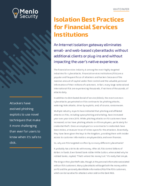 Isolation Best Practices Financial Services Institution