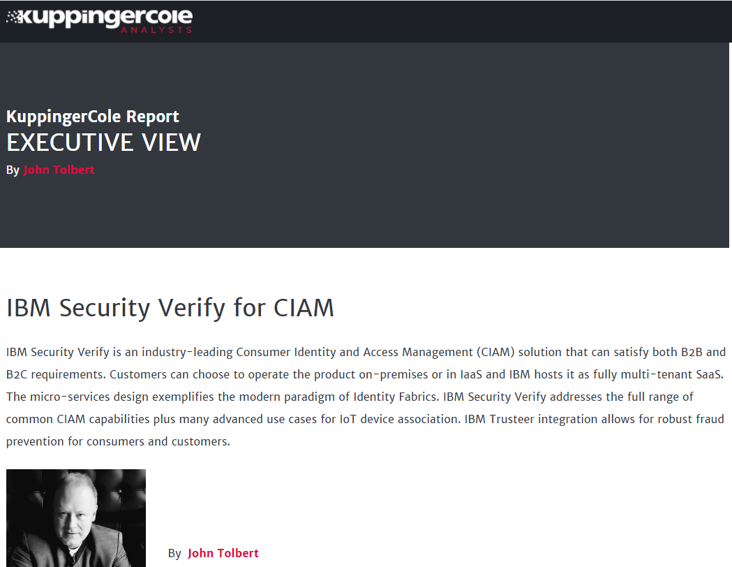 KuppingerCole Executive View, IBM Security Verify for CIAM, April 2021