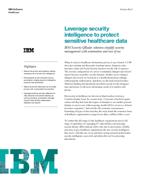 Leverage Security Intelligence to Protect Sensitive Healthcare Data