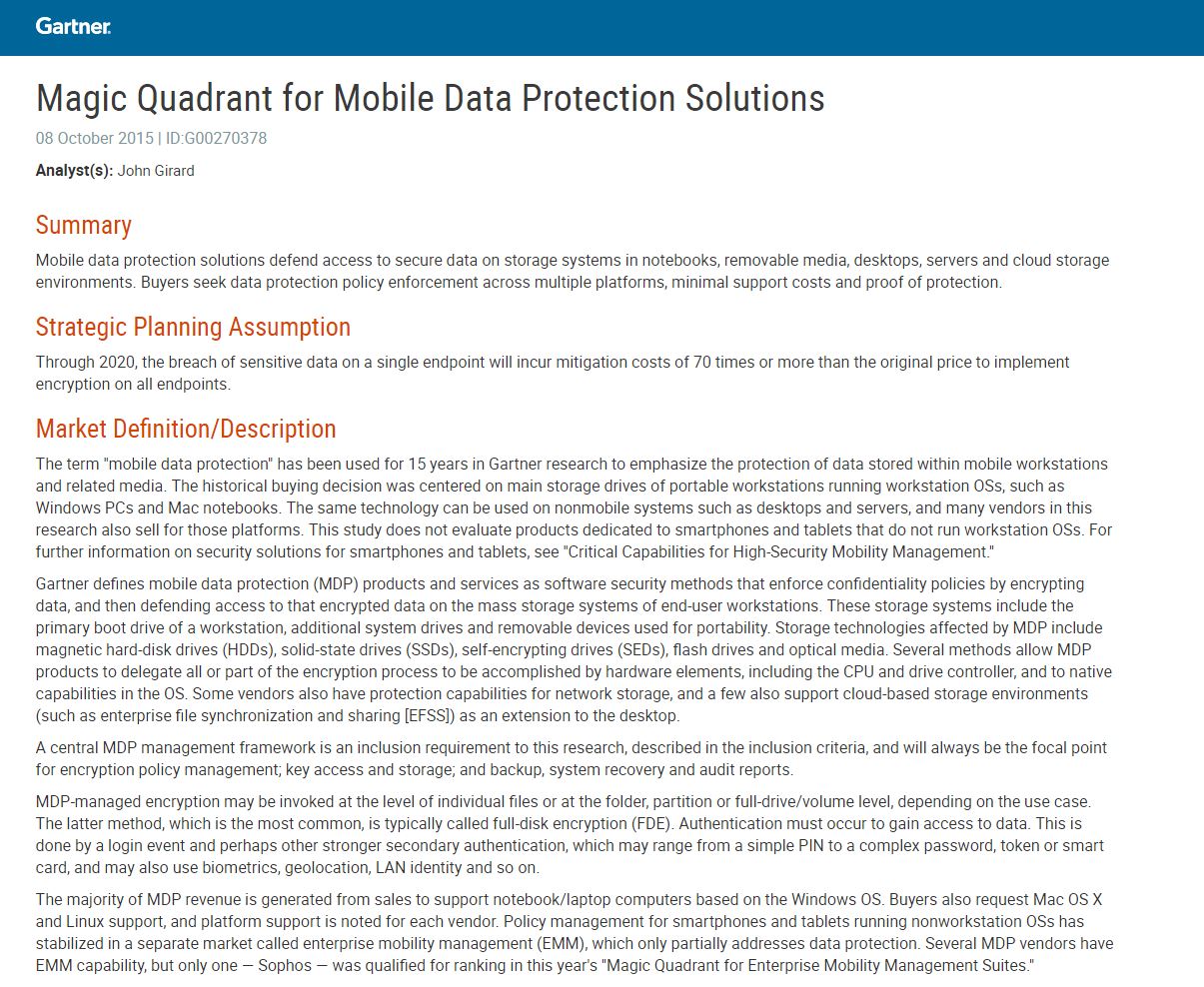 Magic Quadrant for Mobile Data Protection Solutions