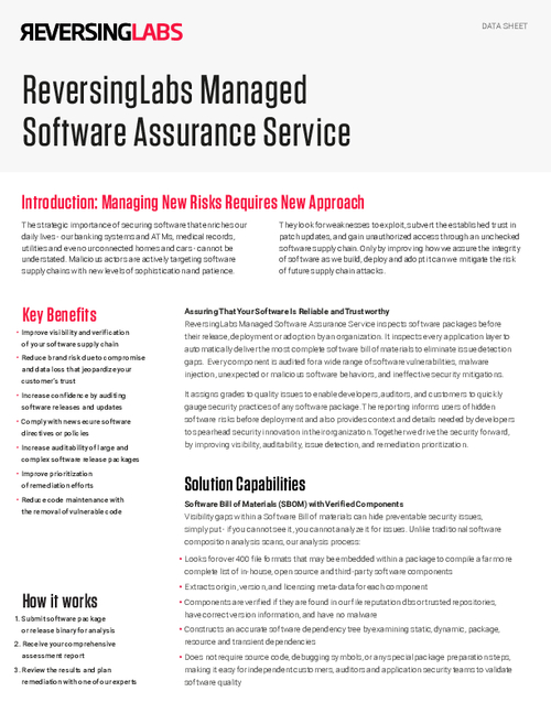 ReversingLabs Managed Software Assurance Service