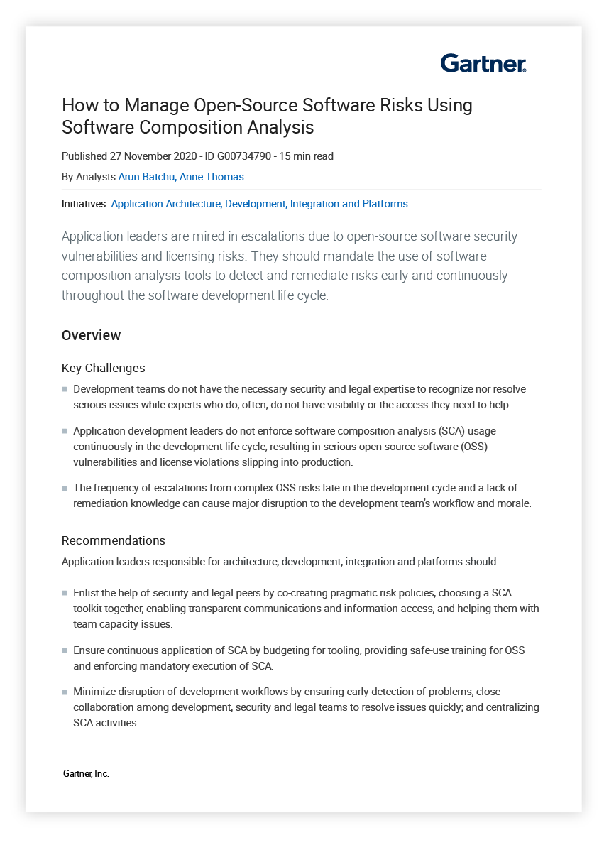 Gartner Report | Mitigate Open Source Software Risks