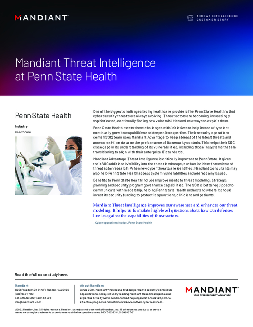 Mandiant Threat Intelligence at Penn State Health