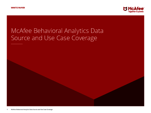 McAfee Behavioral Analytics Data Source and Use Case Coverage