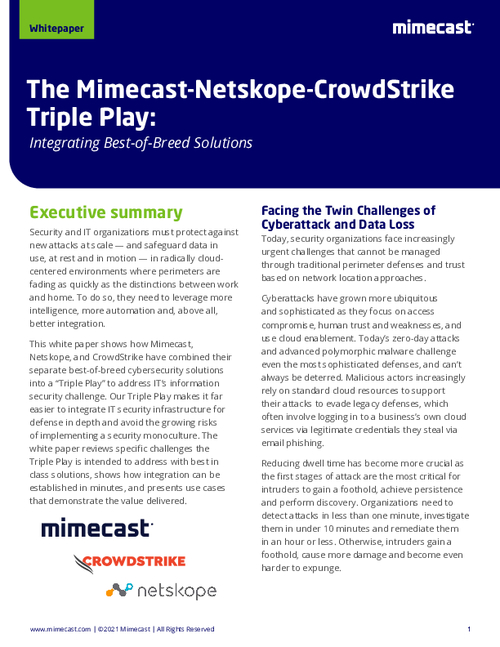 The Mimecast-Netskope-CrowdStrike Triple Play: Integrating Best-of-Breed Solutions