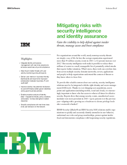 Mitigating Risks with Security Intelligence and Identity Assurance
