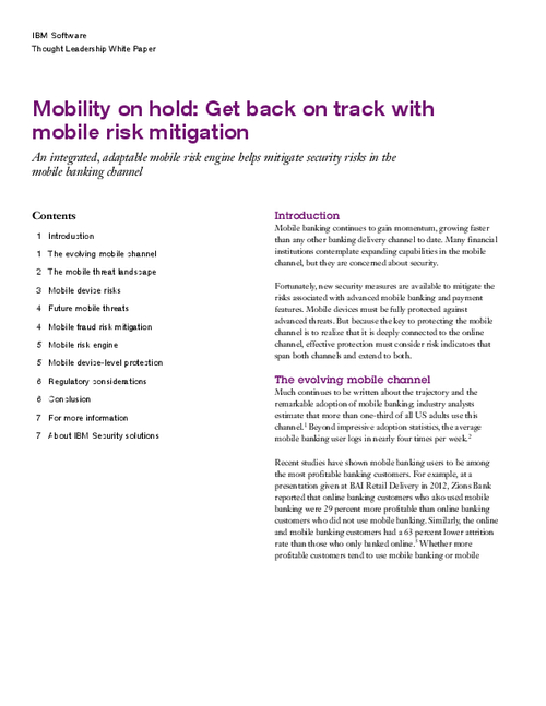 Mobility on Hold: Get Back on Track with Mobile Risk Mitigation