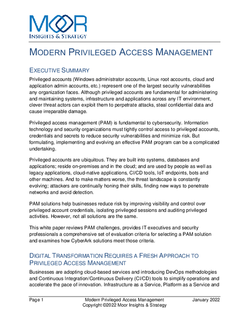 Modern Privileged Access Management | Moor Insights & Strategy