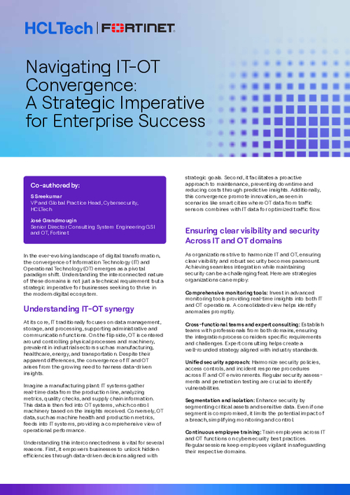 Navigating IT-OT Convergence: A Strategic Imperative for Enterprise Success