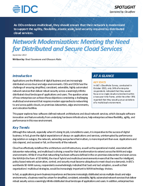 Network Modernization: Meeting the Need for Distributed and Secure Cloud Services