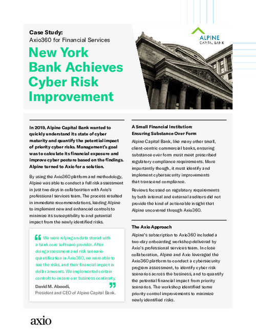 New York Bank Achieves Cyber Risk Improvement