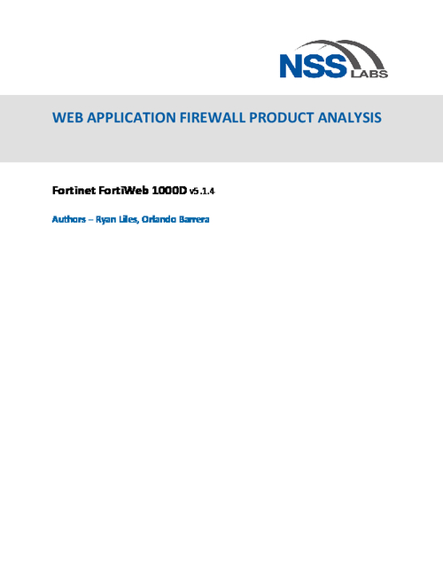 NSS Labs  - A Web Application Firewall Product Analysis