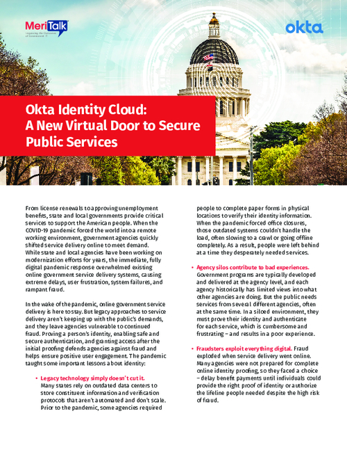 Okta Identity Cloud - A New Virtual Door to Secure Public Services
