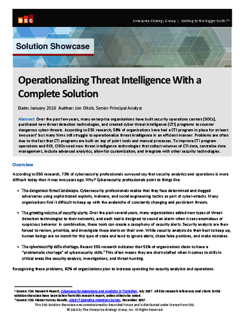 Operationalizing Threat Intelligence With a Complete Solution