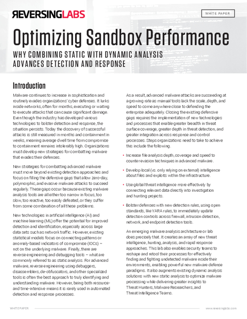 Optimizing Sandbox Performance- Why Combining Static with Dynamic Analysis Advances Detection and Response