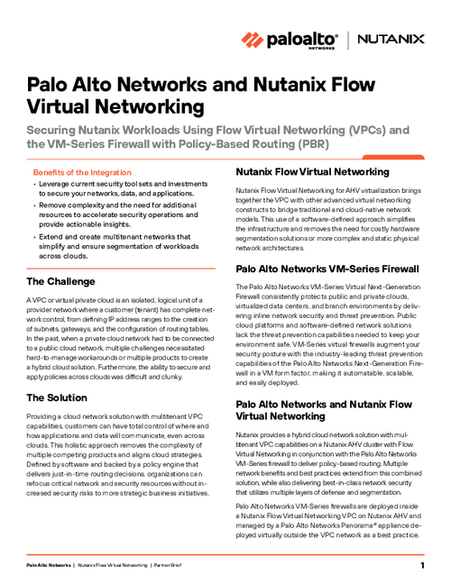 Palo Alto Networks and Nutanix Flow Virtual Networking