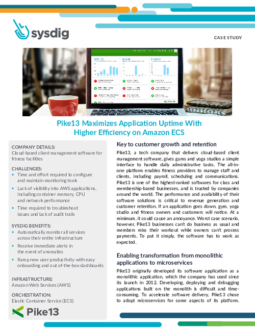 Pike13 Case Study: Sysdig on Amazon ECS