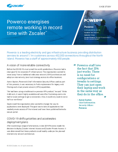 Powerco energises remote working in record time with Zscaler