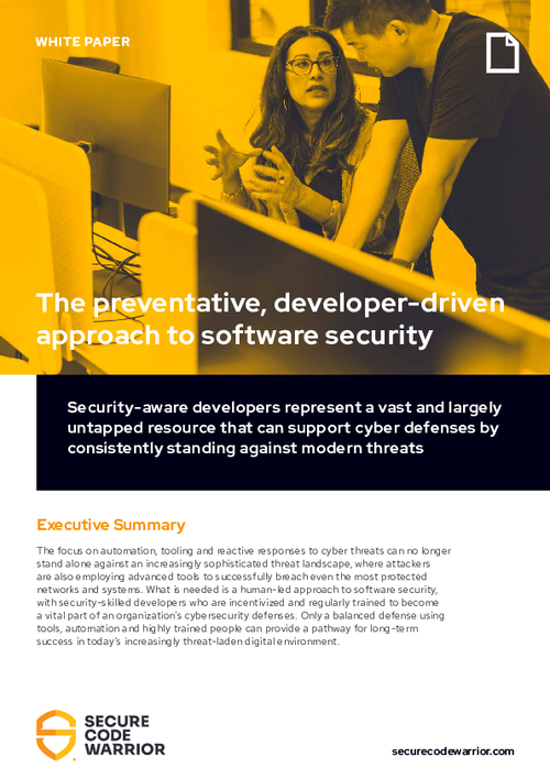 The Preventative, Developer-Driven Approach to Software Security