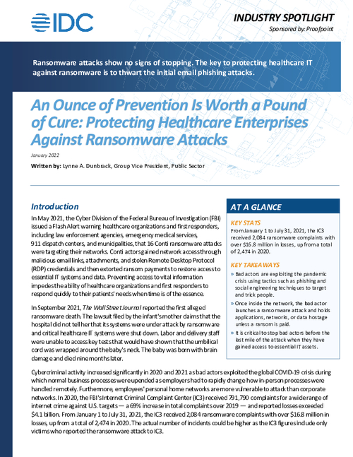 Protecting Healthcare Enterprises Against Ransomware Attacks