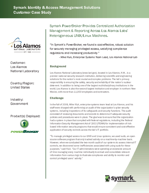 Providing Centralized Authorization Management and Reporting for Los Alamos Labs' Heterogeneous Unix/Linux