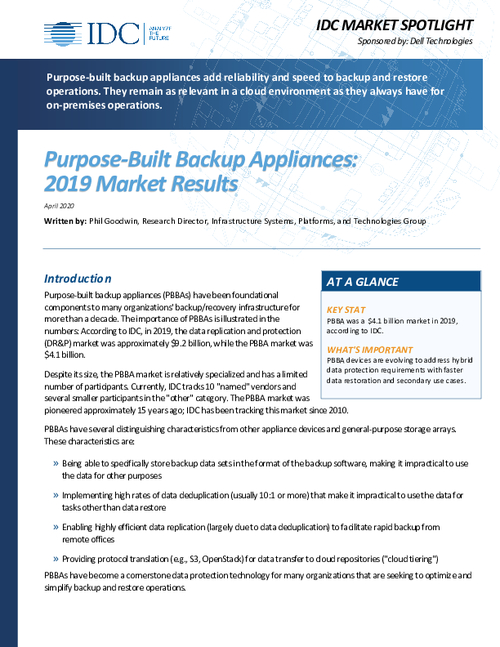 Purpose-Built Backup Appliances: 2019 Results and 2020 Concerns