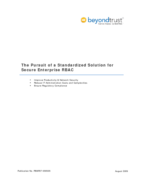 The Pursuit of a Standardized Solution for Secure Enterprise RBAC