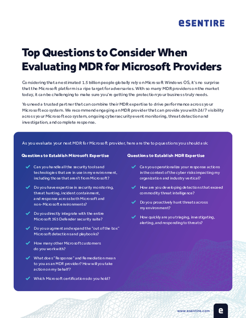 Questions to Consider When Evaluating an MDR for Microsoft Provider
