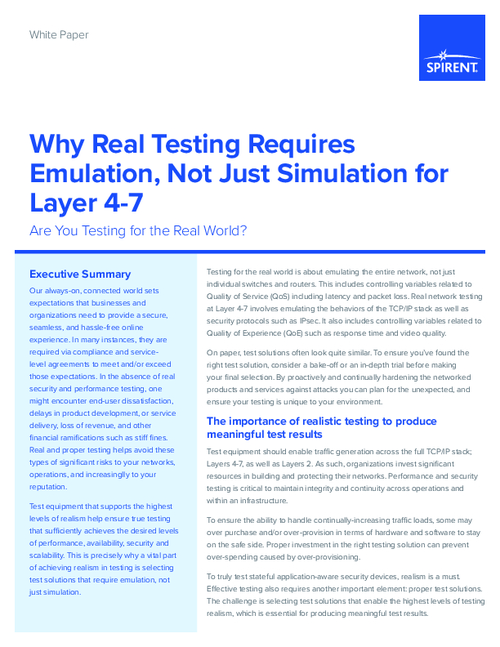 Why Real Testing Requires Emulation, Not Just Simulation for Layer 4-7