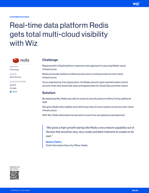 Real-Time Data Platform Redis Gets Total Multi-Cloud Visibility with Wiz